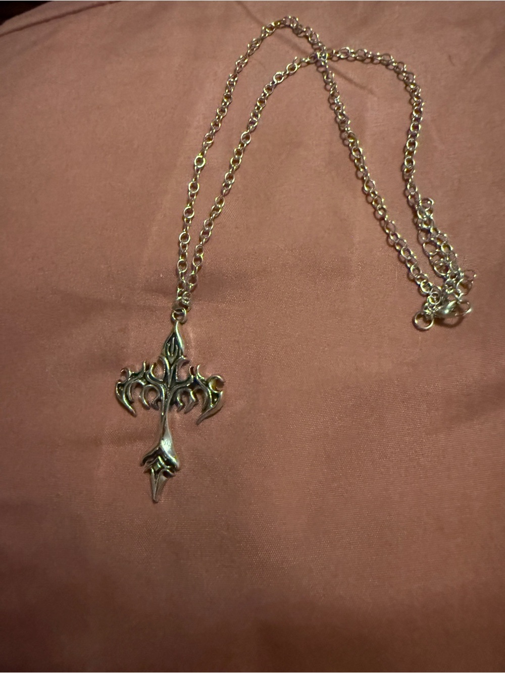 Silver Gothic Cross Pendant Necklace - Women Accessories